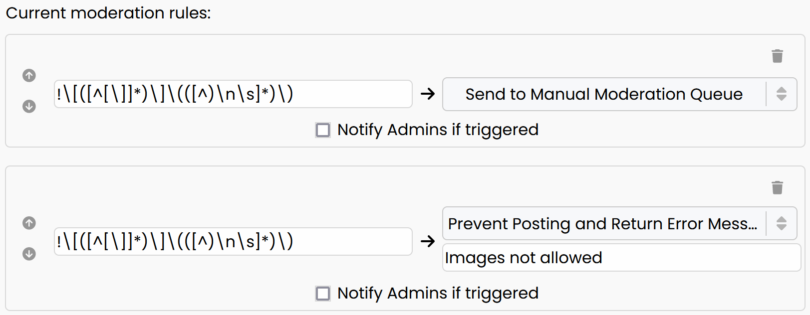 Image edit block moderation rule